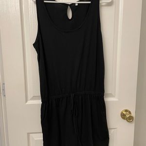 NWOT black knit romper with pockets